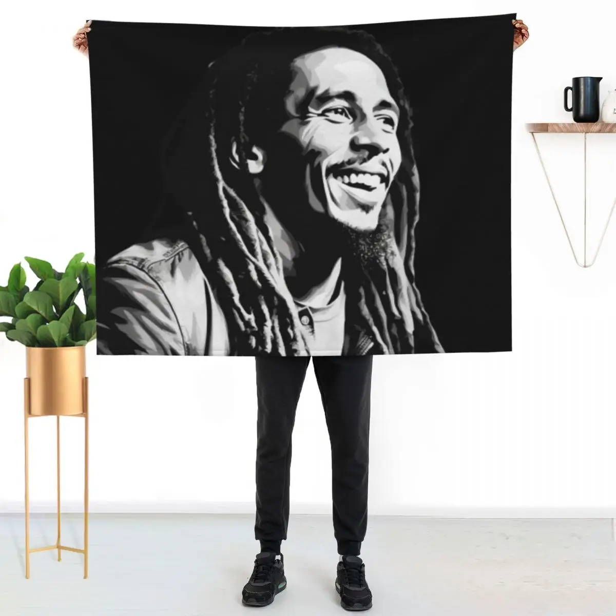 

Drawing Bob Marley Throw Blanket Elegant Warm Throw Blanket for Hotel Home