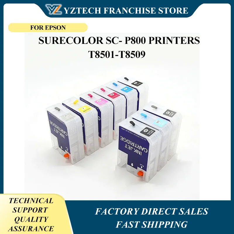 

1 комплект сменных картриджей без чипа 80 мл P800 для принтеров Epson SureColor SC-P800 T8501-T8509