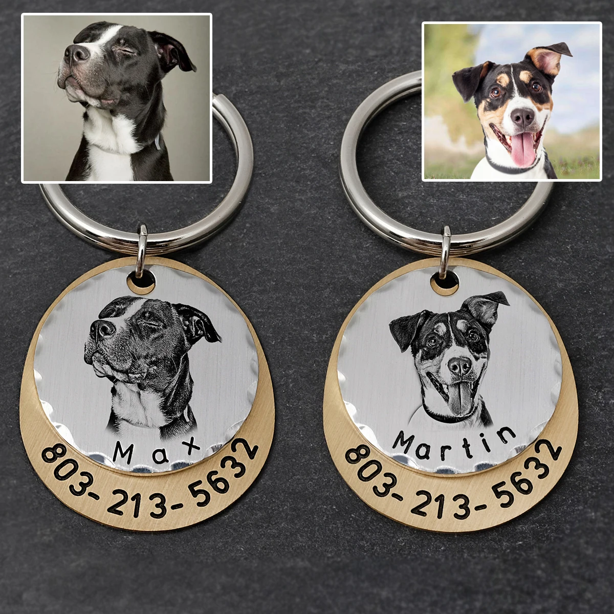 Personalized Pet ID Tag with Photo, Puppy Collar Tag, Dog Accessories, Custom Decoration