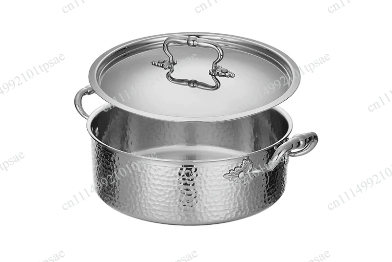 manual hammer printing pot 3-layer steel clear soup pot  Commercial double flavor 304 stainless steel thick hot pot