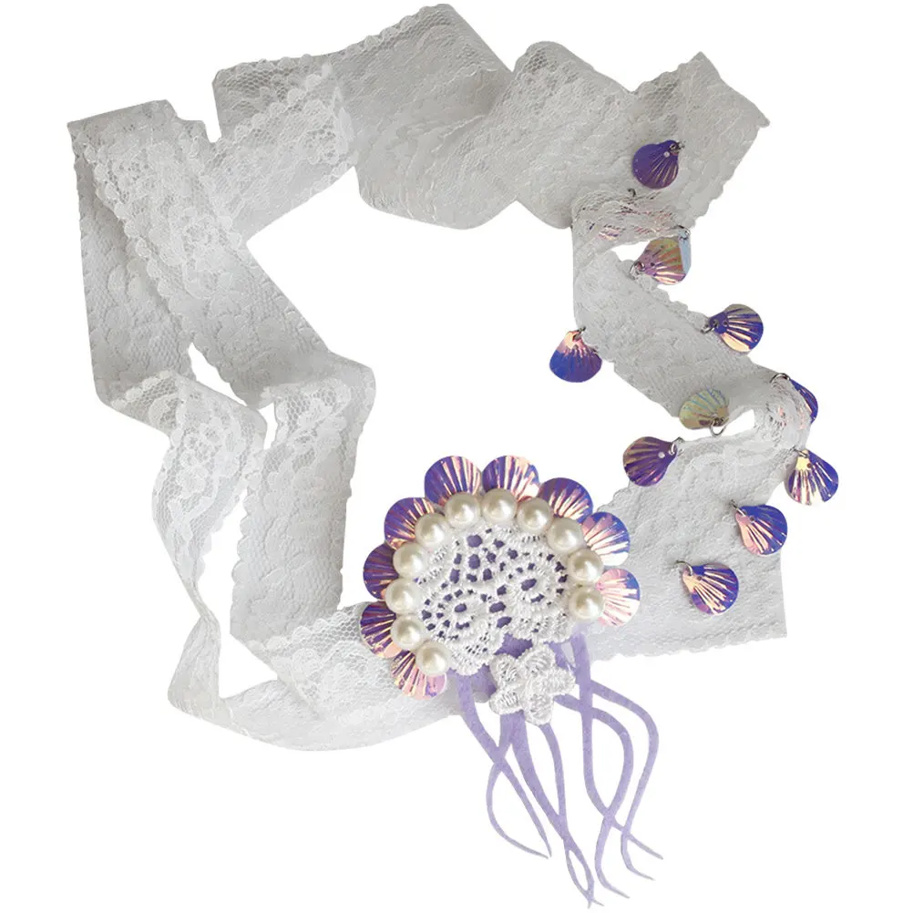 Bridal Headdress Jellyfish Ribbon Style Simulated Pearl Headband Wedding Hair Band Bride Hair Decor Elastic Fit