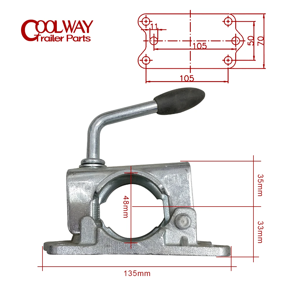 48mm Casted Clamp for Trailer Jockey Wheel or Prop Stands Jack Camper Caravana Accessories RV Parts