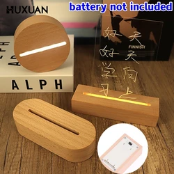 AAA Battery Powered 5.9 Inch Wood Base Led Light Display Stand For Custom Acrylic Night Lamp Resin Glass Art DIY