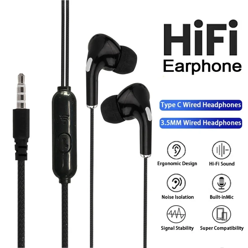 Sports Running In Ear Music Headset Noise Reduction Heavy Bass Stereo For iPhone/Xiaomi/Huawei Android Phone Accessories Kit Set