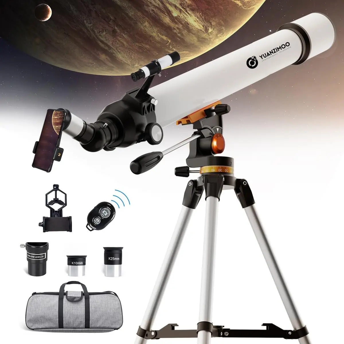 70 mm Aperture 700 mm Refractor Portable Telescope for Adults Beginners for Viewing Moon Planets Stargazing with Tripod Phone Ad