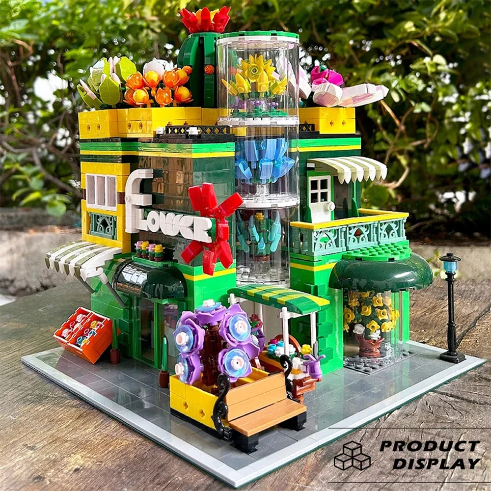 Topfpflanze Shop Bausteine Modell Stadt Ideen Ziegel Kunststoff Schreibtisch Dekoration Montage Sets