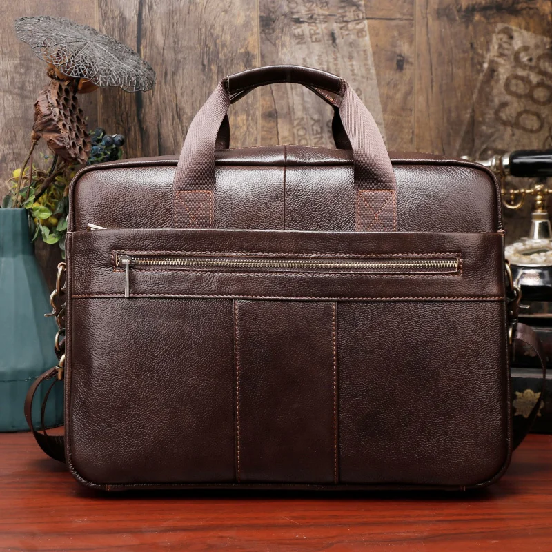 

Europe and America Cross Border Men's Briefcase Men's Genuine Leather Briefcase Vintage Messenger Bag First Layer Cowhide Laptop