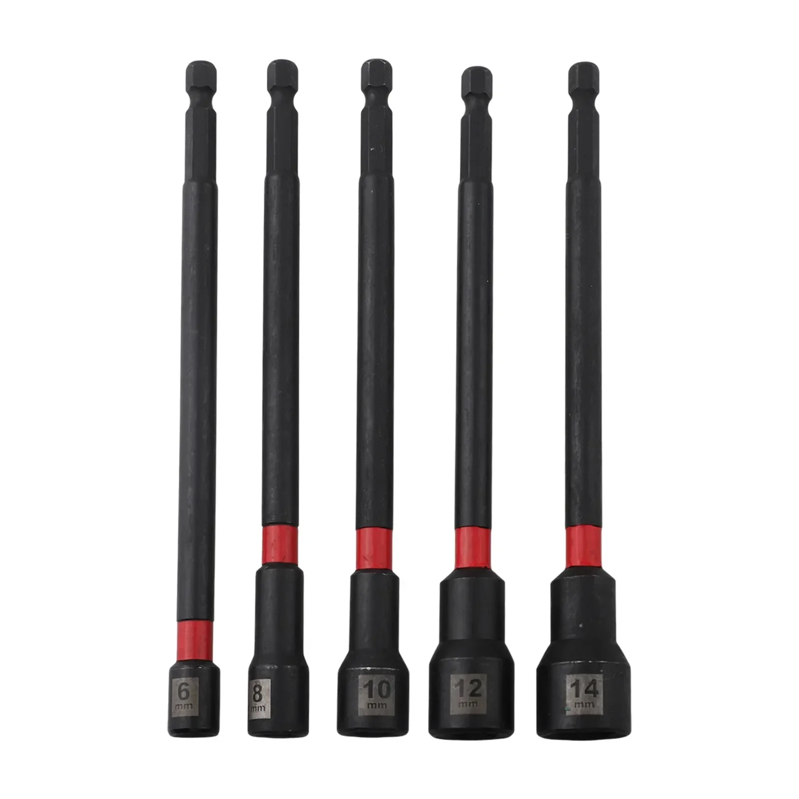 

5pcs 8-14mm Drill Hex Socket Adapter 6 Inch Magnetic Long Nut Driver Socket Wrench Adapter Extension Sleeve Adapter Drill Bit