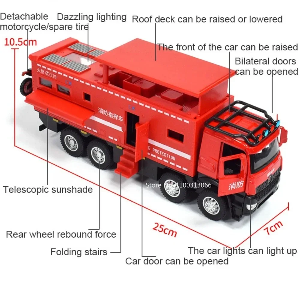 1:24 Scale Nomadism Fire Truck Model Toys Alloy Diecast Ambulance Vehicles Light Sound Simulation Engineering Trucks Boys Gifts