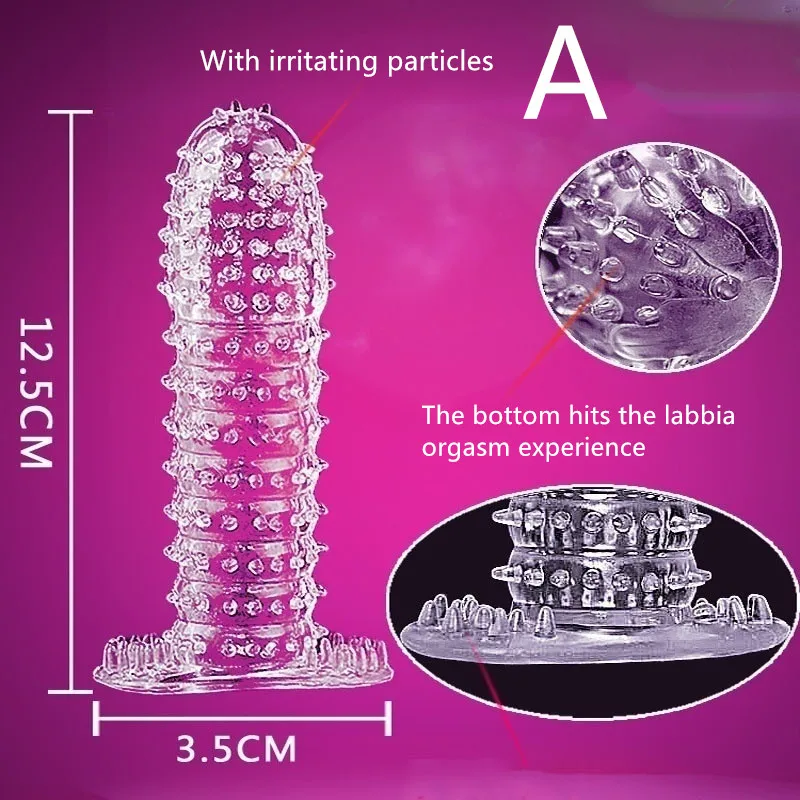 Condom Penis Sleeve Male Enlargement Time Delay Spike Clit Massager Cover Crystal Clear Condoms Adult Sex Toy For Men