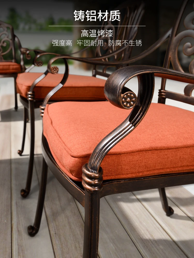 Outdoor Table and Chair Combination Courtyard Iron Art Rainproof and Sunscreen Rectangular Table Outdoor Terrace