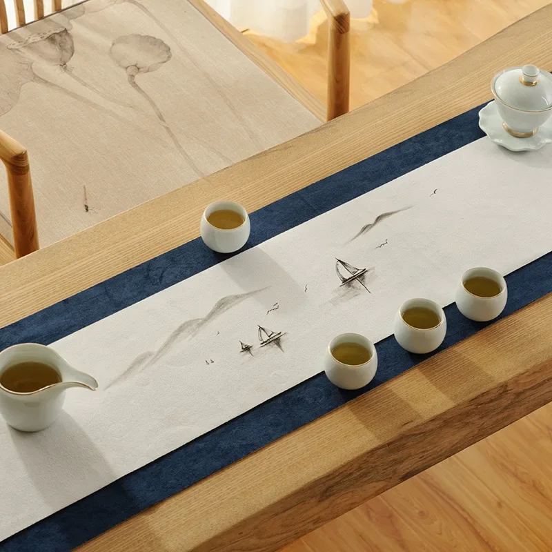 Japanese hand-painted  mat set suede handmade table flag Chinese table mat Tea art  cloth art  mat Zen tea ceremony