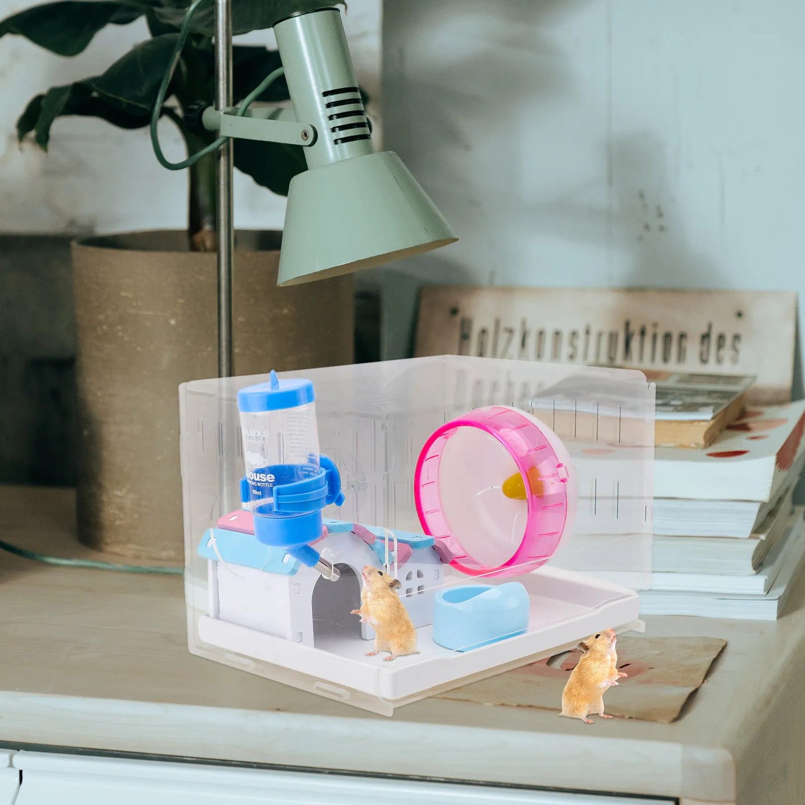 1Set Transparent Acrylic Hamster Villa Cage Compact Lightweight Pet Hamster Cage for Small Pets Stylish Decorative Design Bright