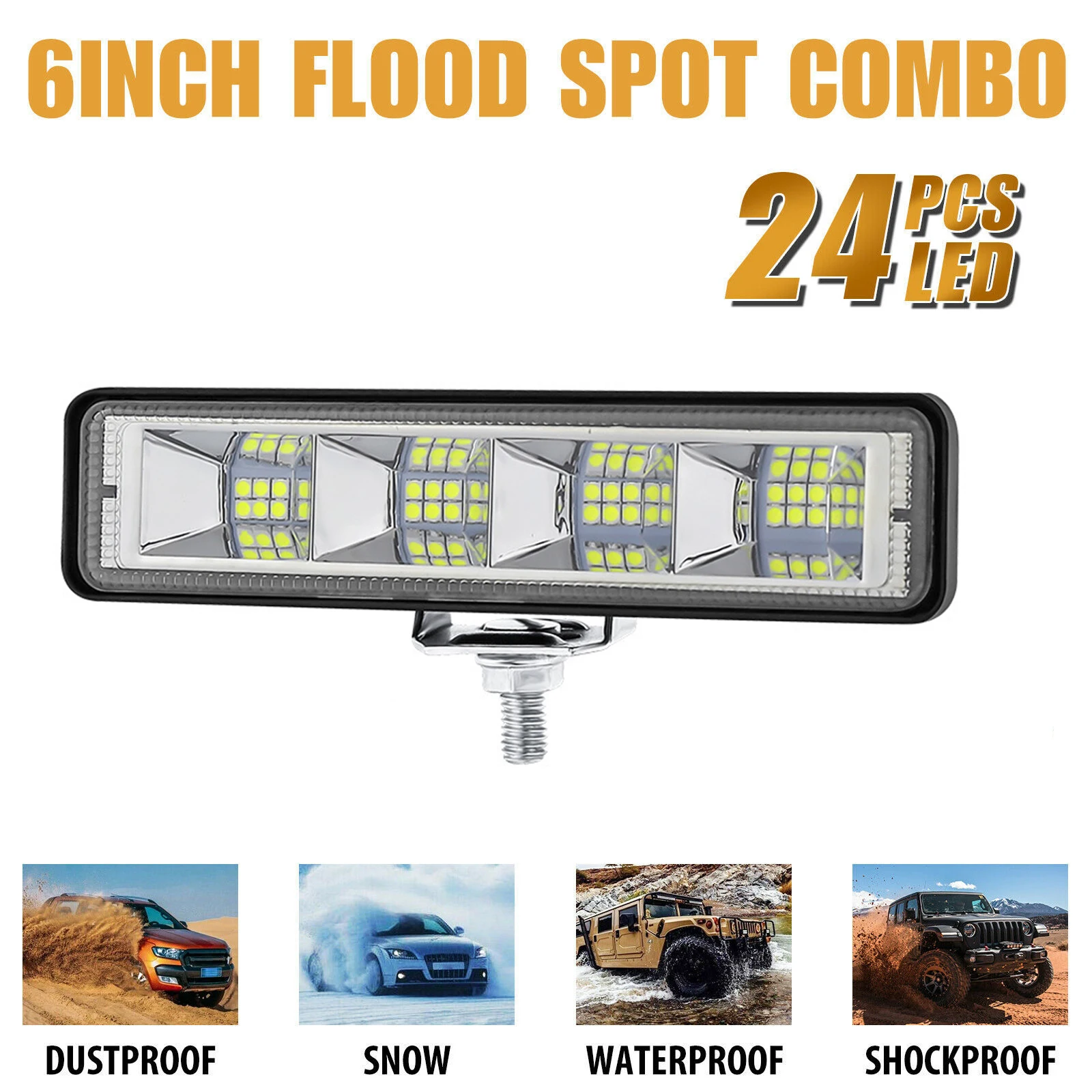 72W Car Work Light LED Bar 4x4 24 LED Worklight Bar Offroad SUV ATV Tractor Boat Trucks Excavator 12-60V led Combo Beam