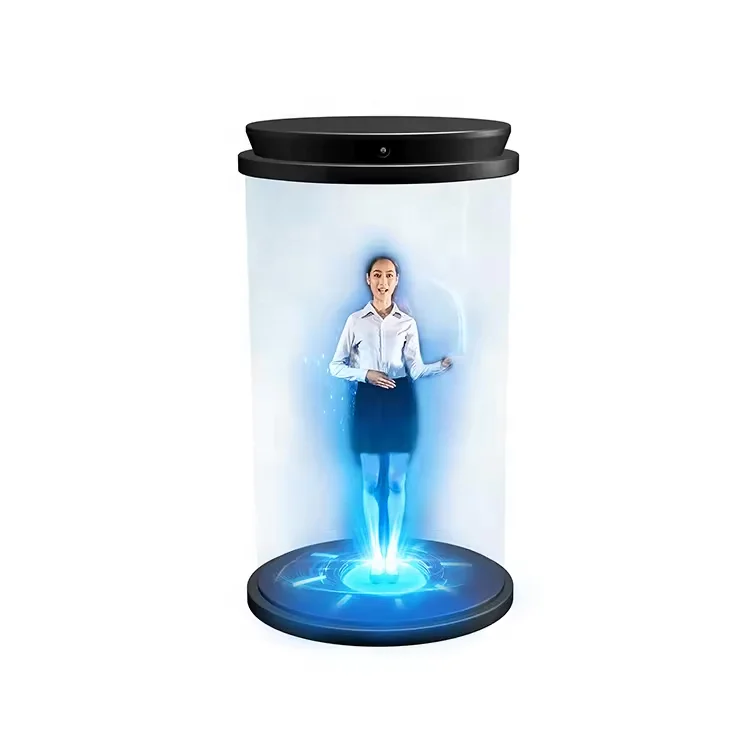 10.1 Inch Plug&Play Ai Interaction Holographic Cabinet HoloTube 3D Hologram Cylinder Display for Exhibition Museum