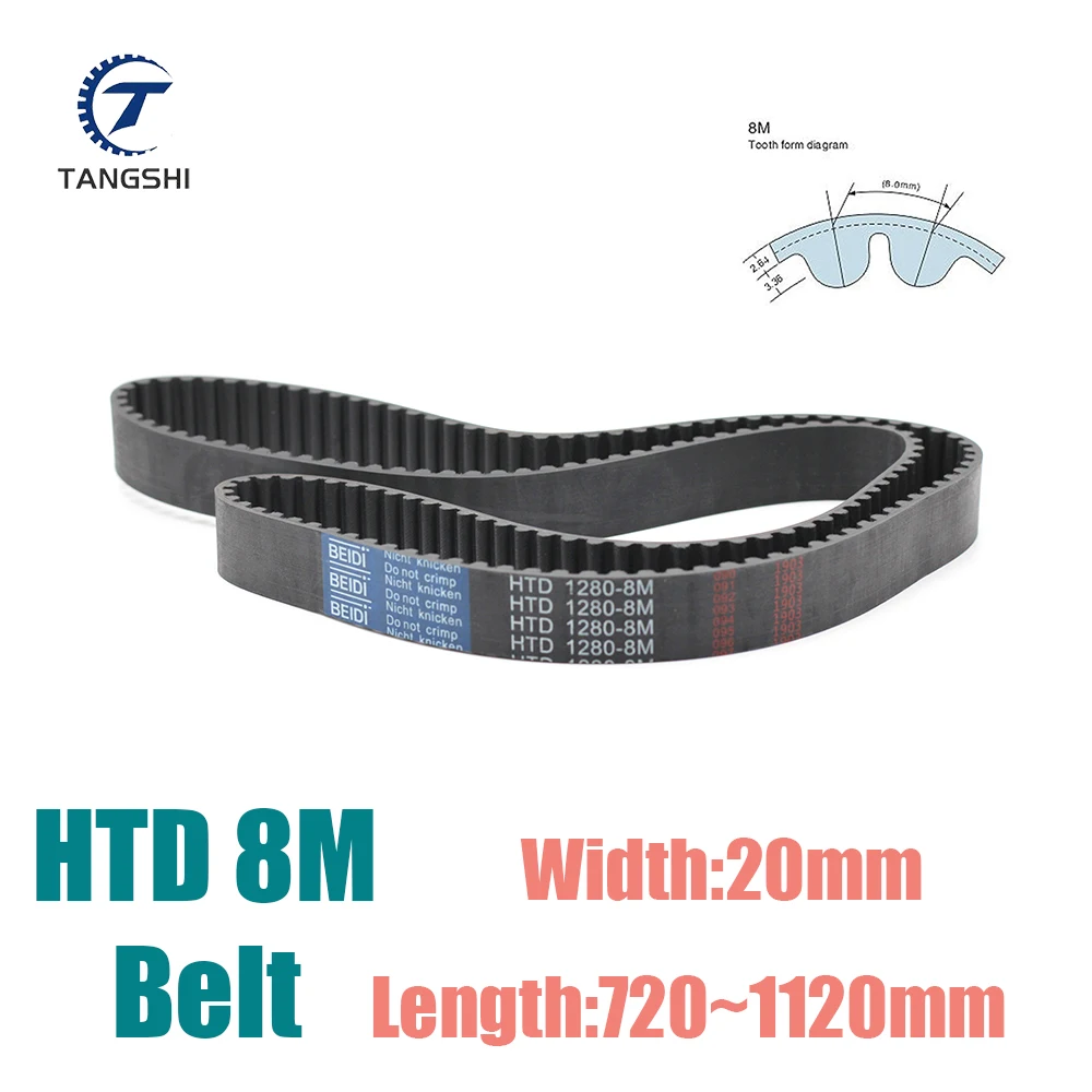 

HTD 8M Closed Loop Timing Belt Width 20mm Length 720 728 736 744 752 760 768 776 784 792 800 808 816 824 832 840 848 856~1120mm