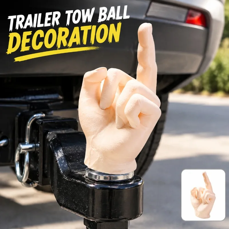 3D Printed Middle Finger Trailer Coupling Cover Cap, Decorative Tow Ball Protective Cap, Universal Dustproof Trailer Hitch Ball