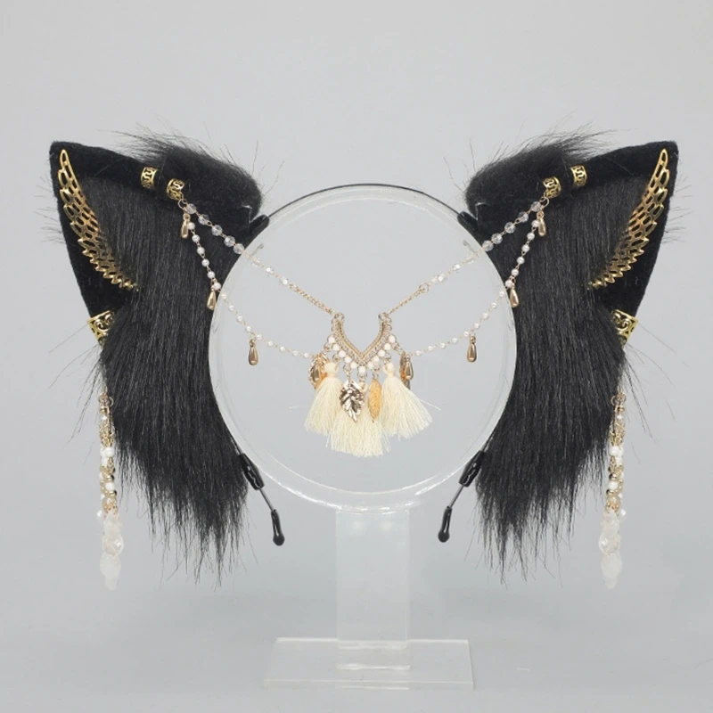 39bbオオカミの耳猫キツネアニマルテールコスプレ衣装フェイクファーズヘアリップヘッドドレス