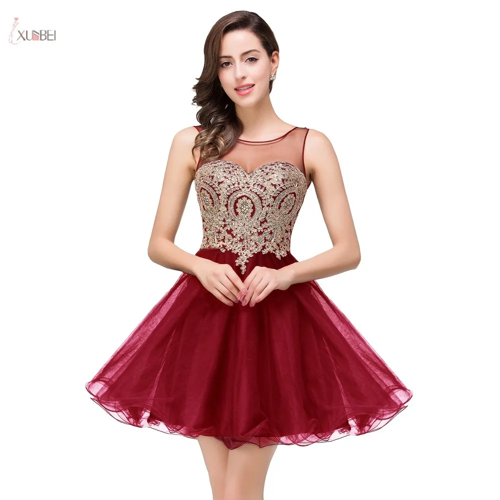 Tulle Short Homecoming Dresses Elegant A Line Burgundy Purple Blue Black O Neck Sleeveless Formal Party Gown Vestidos Graduation