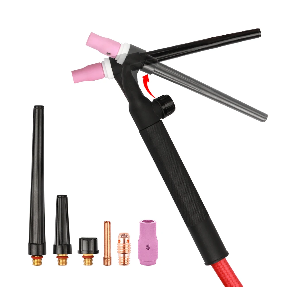 WP9FV 120A TIG Welding Torch 3m/4m Soft Hose Gas Tungsten WP9 Argon Air Cooled Flexible Valve 10-25 8mm Quick Connector Welder