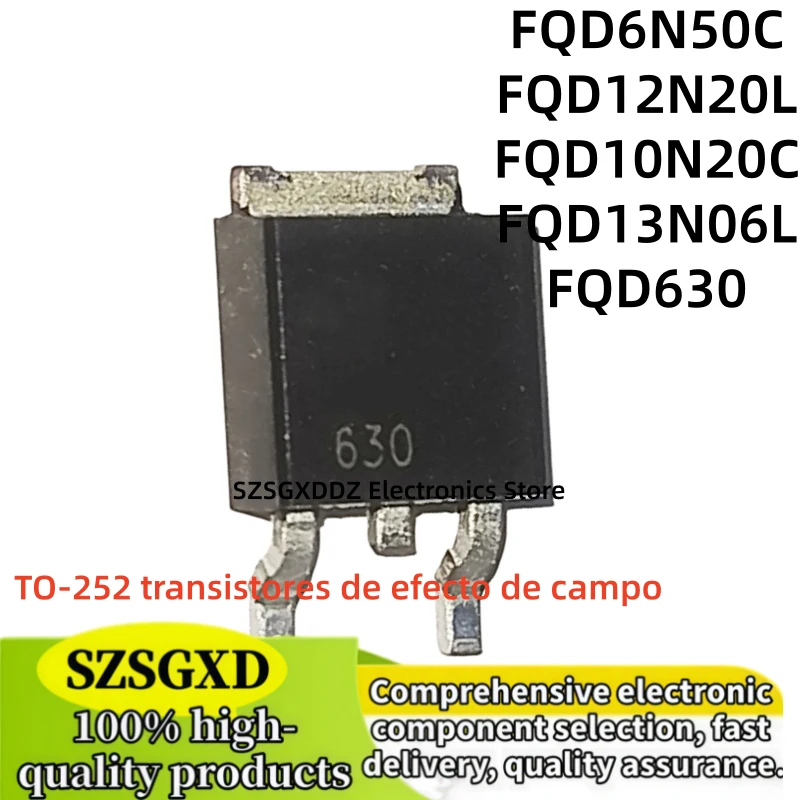 10-20Uds 100% new FQD12N20L FQD6N50C FQD10N20C FQD13N06L FQD630 TO-252 field-effect transistors