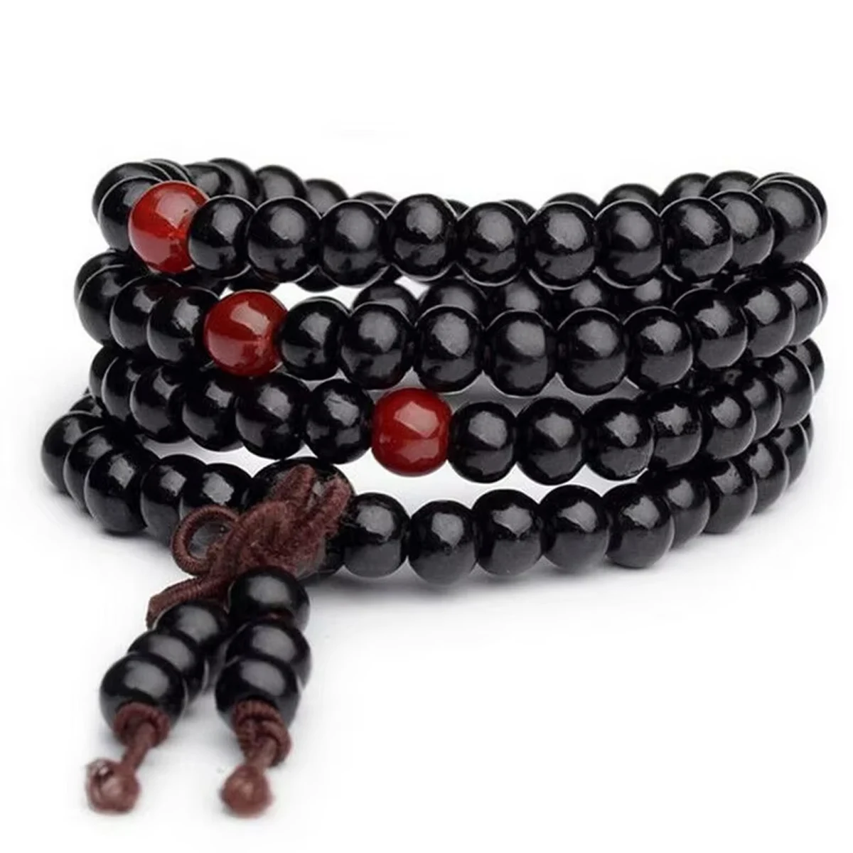 8mm Buddhist Natural Sandalwood Buddha Meditation Wood Prayer Bead Mala Bracelet Women Men 108 Beads Bangles Hanging Decoration