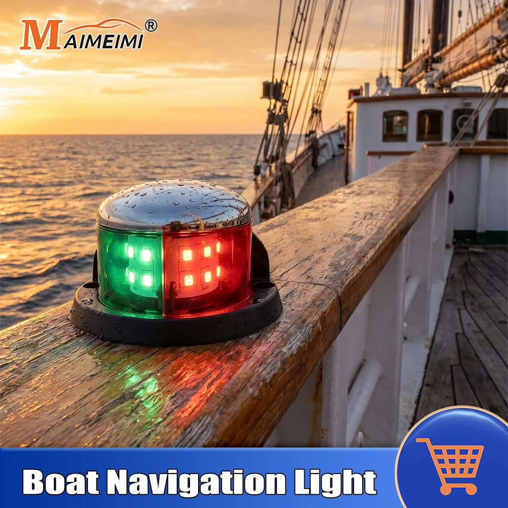 Boat Navigation Light 12V Red & Green LED Sailing Signal Lamp For Marine Yacht Starboard Warning Lights Waterproof