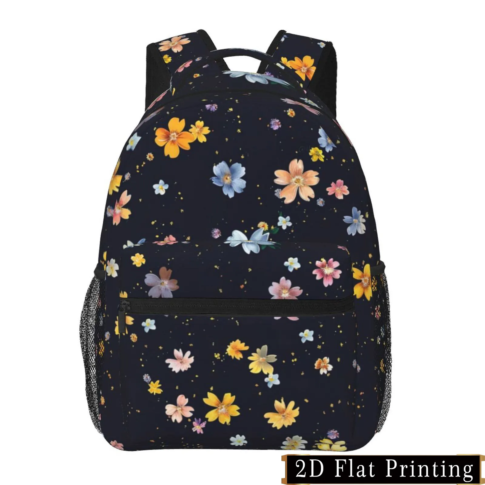 Colorful Daisy Print Pattern Shoulder and Waist Protection Design Backpack Fashionable IPad Laptop Bag with Large Capacity
