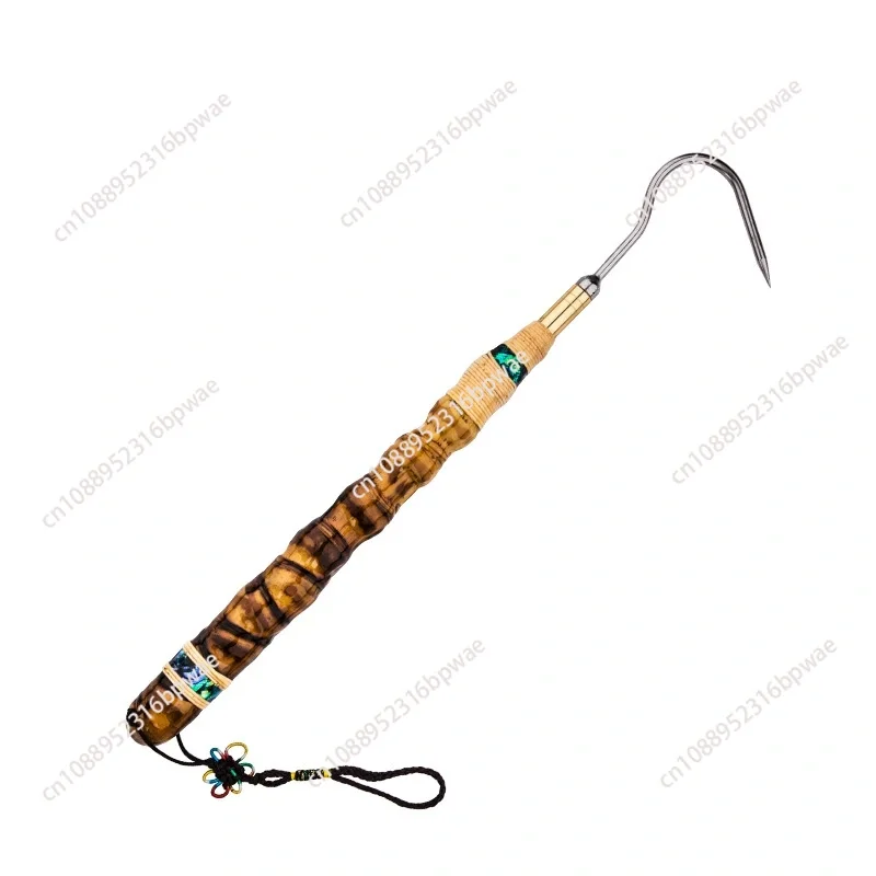 39CM Bamboo Handle Stainless steel Ice Fishing Spear Hook Tackle Suitable For Light Heavyweight Fish Active Fishing Gaff Tools