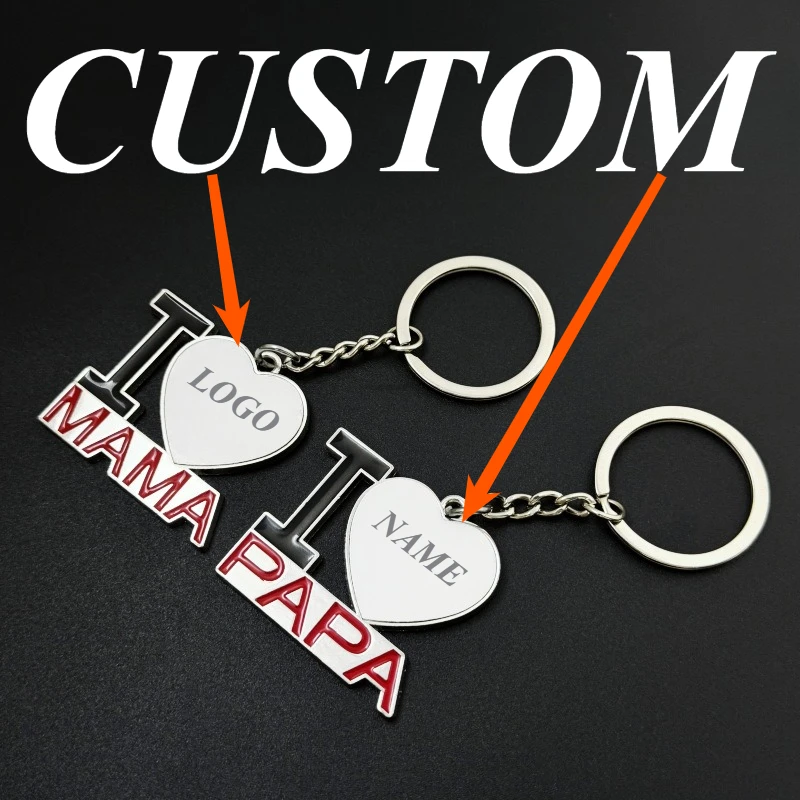 

1pc Custom Keychain Personalized Zinc Alloy ILOVE Mom and Dad Pendant Customized Key Ring Car Accessories Gift Wholesale