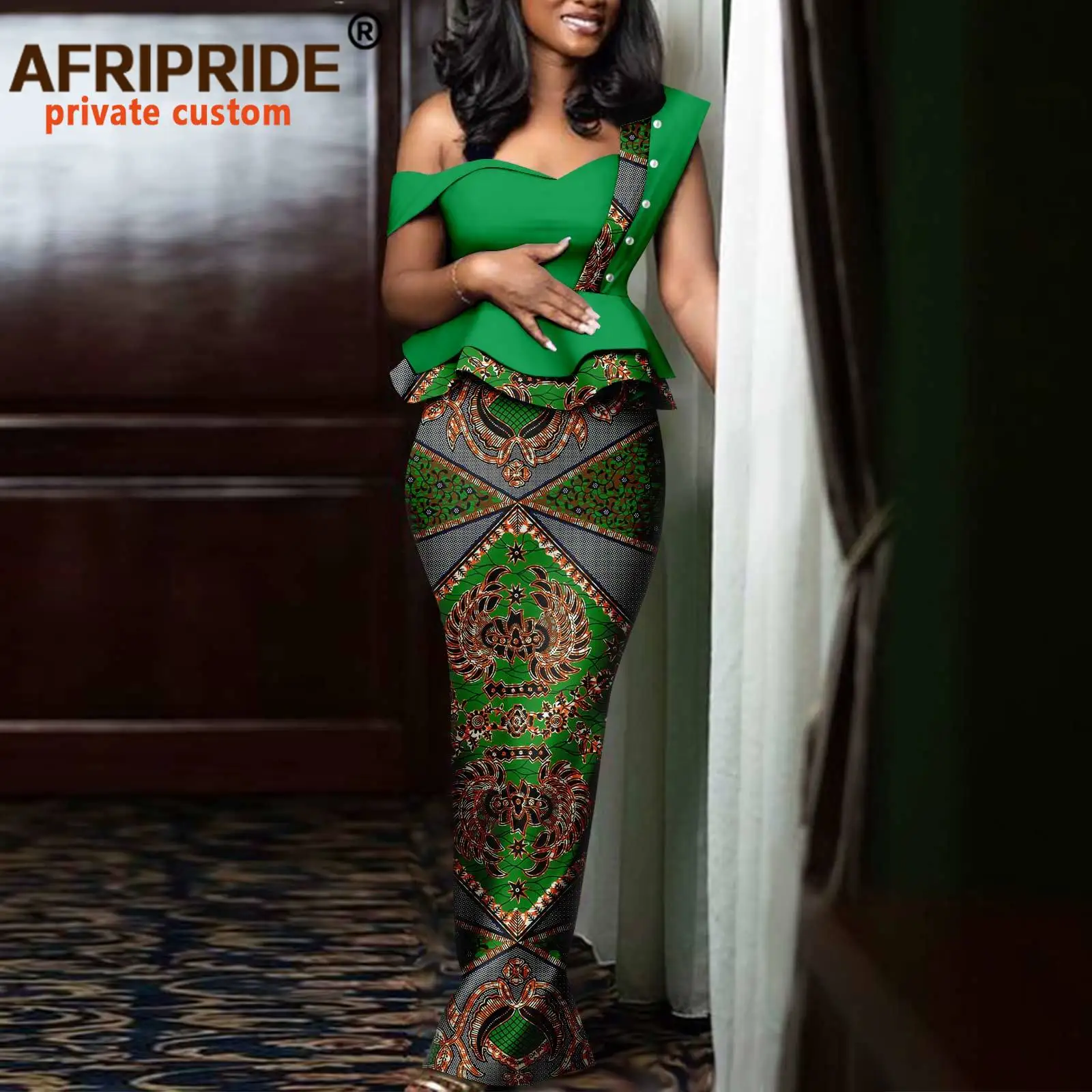 Imagem -04 - Afripride-vestidos Africanos Ankara para Mulheres Dashiki Tailor Made Manga Única Comprimento do Tornozelo Vestido Casual de Algodão A2225075