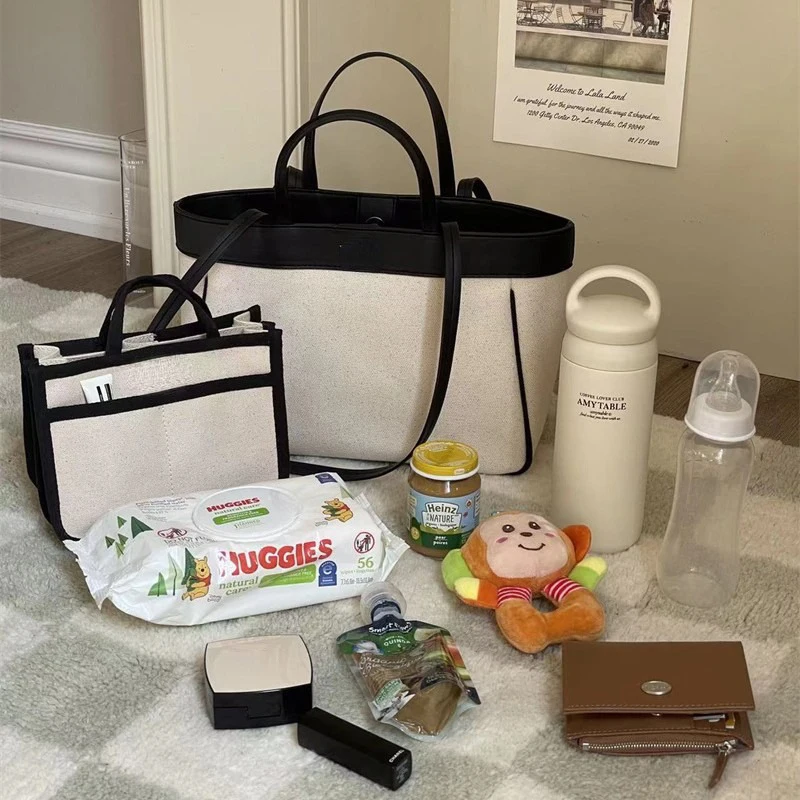 

Multi Functional Mommy Bag Large Capacity Tote Bags for Women Handbags Casual Canvas Shoulder Bag Internal Compartments Shopper