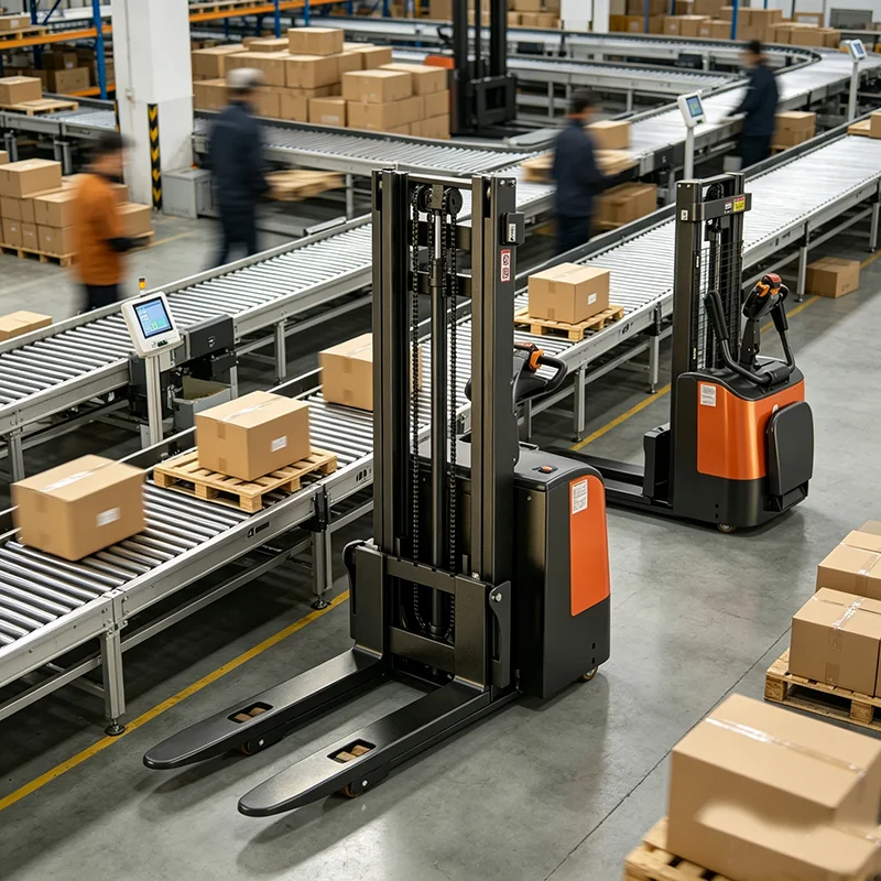 Walkie Pallet Stacker Full Electric 1.5 Ton Stacker Truck with Adjustable Forks