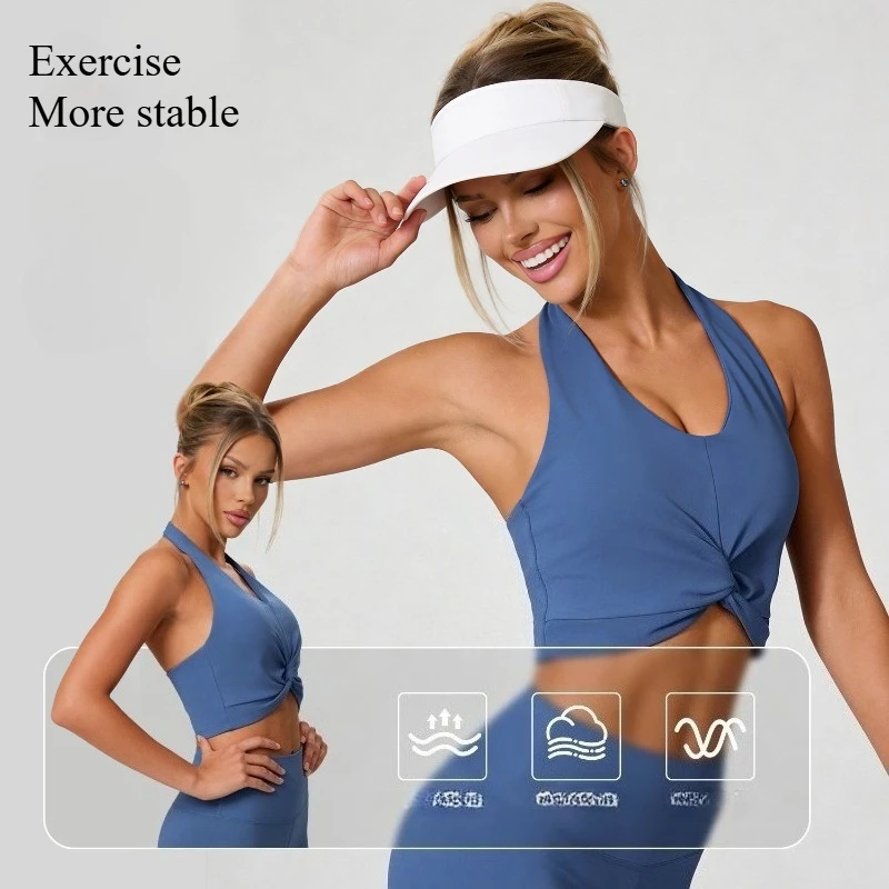 Full Cup New Halter-style Sports Bra with A Double-knit, High-stretch, Breathable Back and Removable Chest Pads, Yoga Tank Top