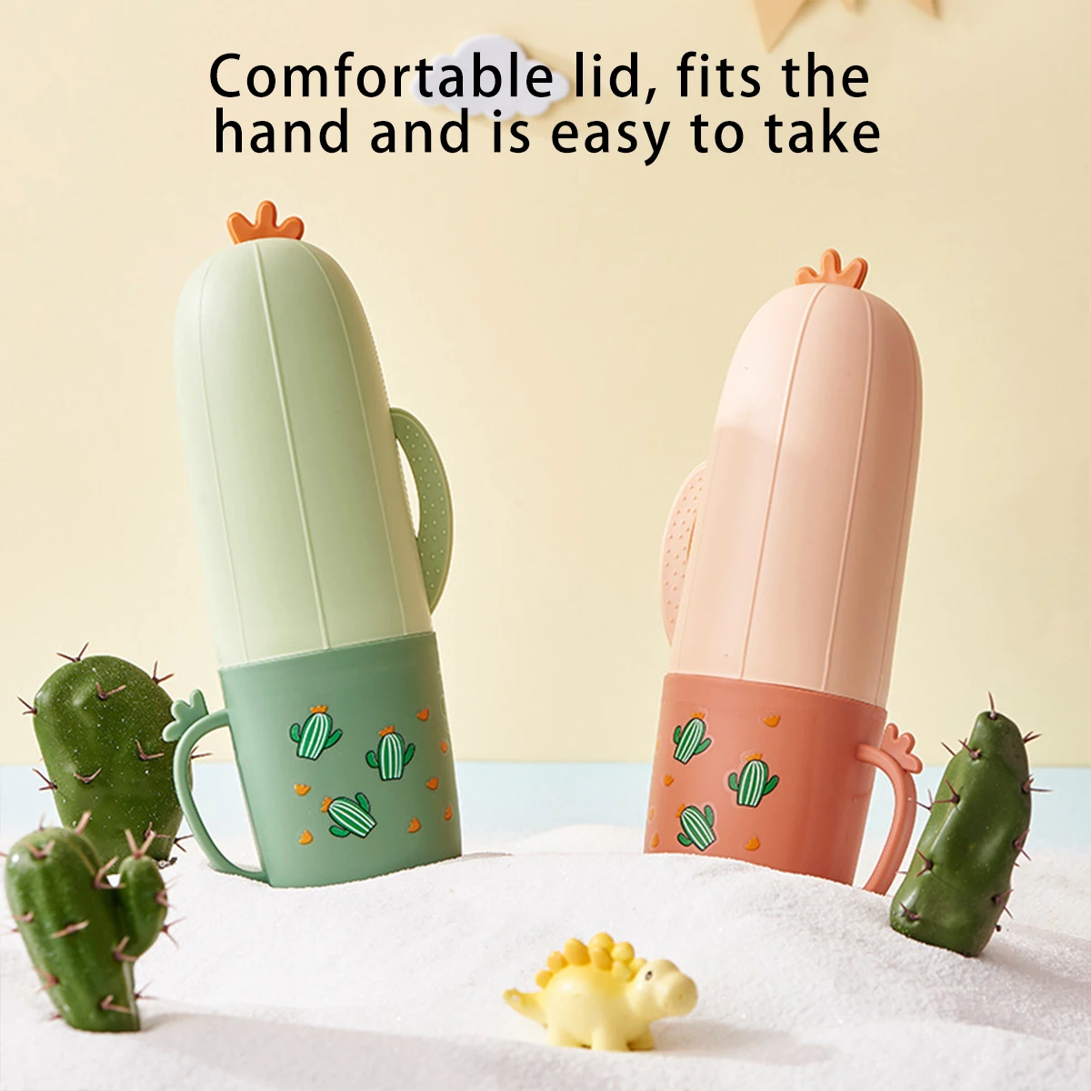 

Creative and cute cactus wash cup portable design easy to travel ideal dental storage box and couples mouthwash cup