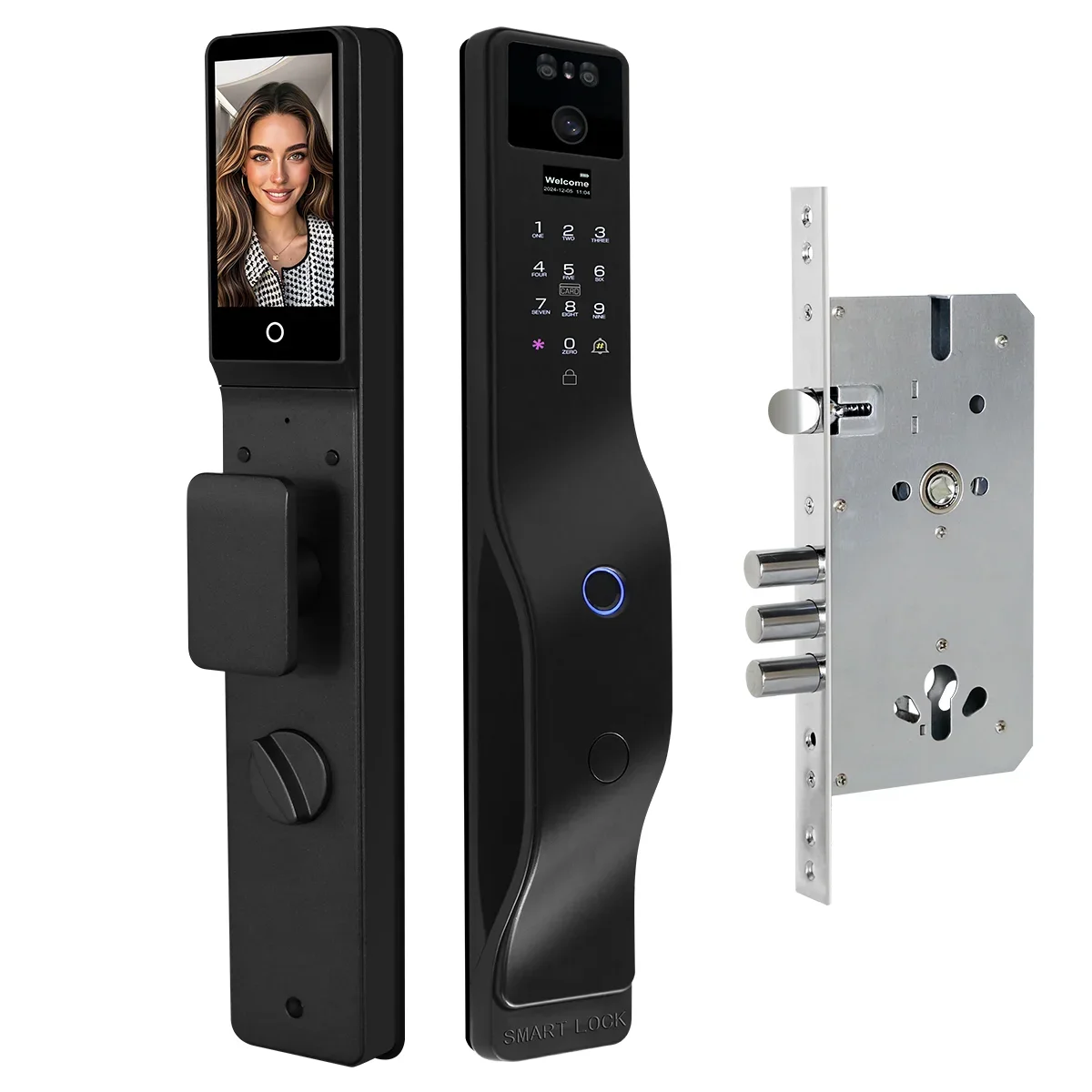 سعر المصنع قفل ذكي تويا واي فاي مكالمة فيديو إنترفون وظيفة لوحة المفاتيح الرقمية قفل الباب الإلكتروني مفاتيح البطاقة الذكية 6085