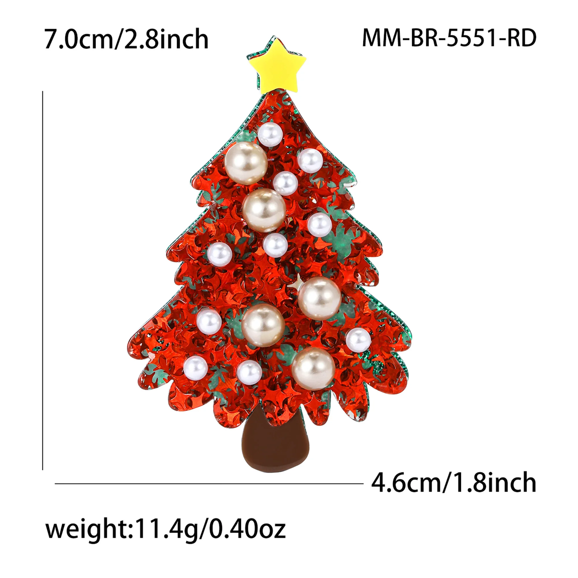 دبابيس شجرة عيد الميلاد الأكريليك الكلاسيكية لعيد الميلاد للنساء دبوس نبات اللؤلؤ هدايا السنة الجديدة إكسسوارات تزيين المجوهرات #6