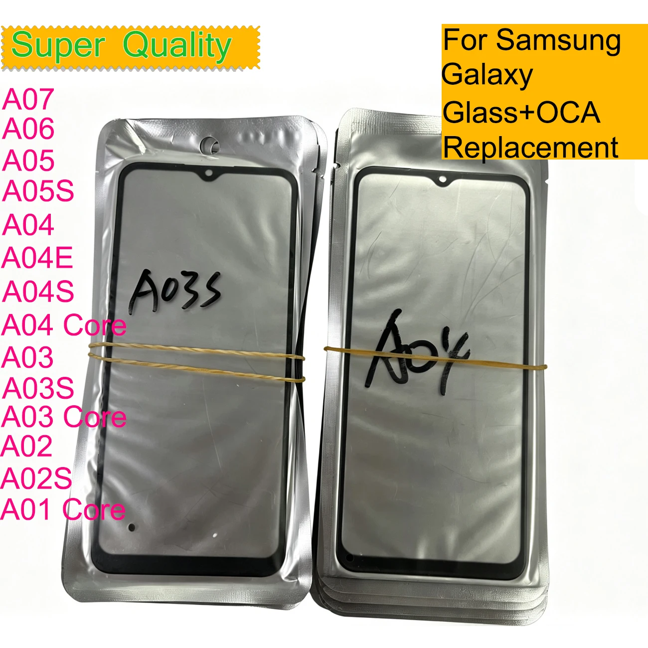 10Pcs For Samsung Galaxy A01 Core A06 A05 A05S A04 A04E A04S A03 A03S A02 A02S A07 Touch Screen Panel Front Outer Glass With OCA