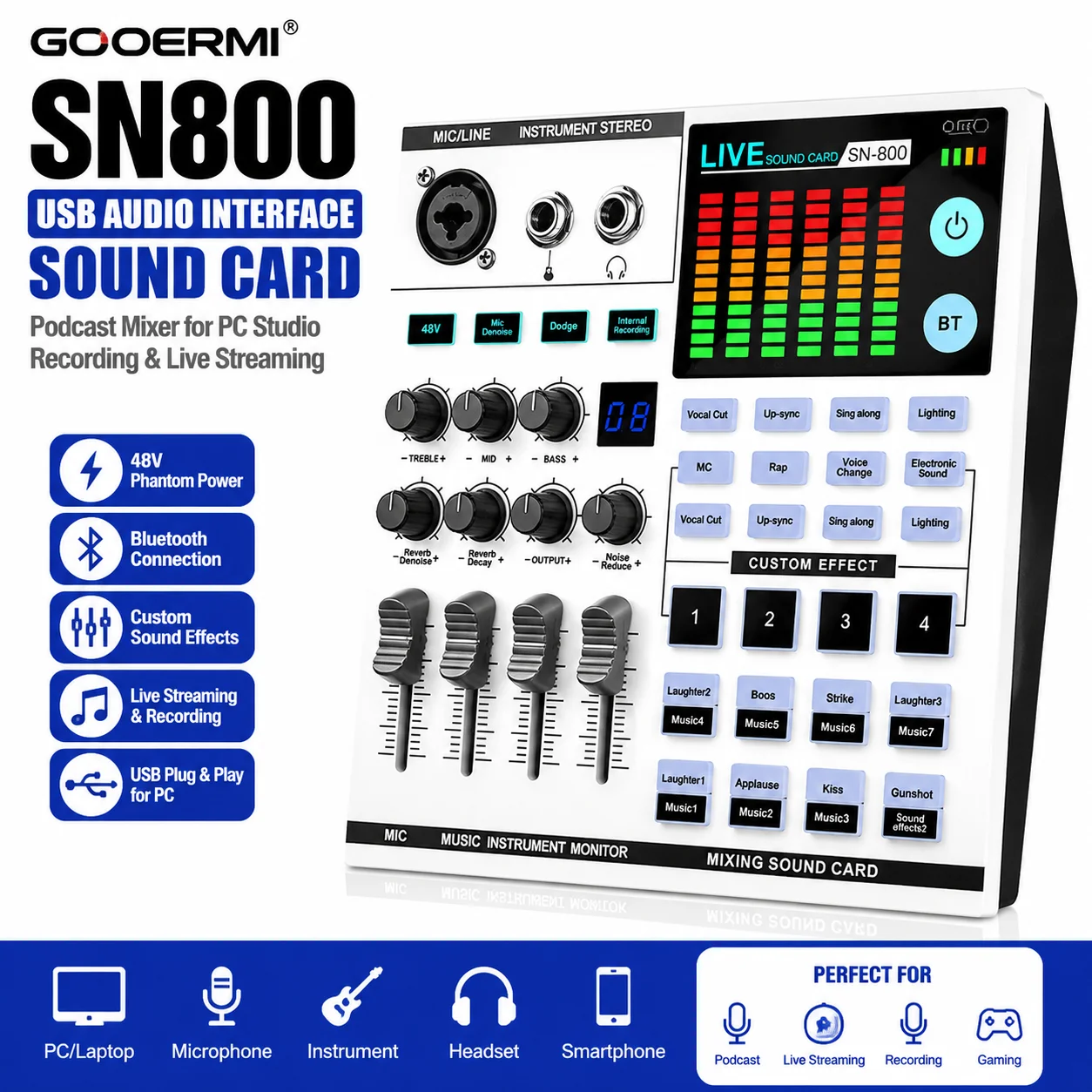 Usb Sound Card External - GOOERMI SN800 USB Audio Interface Sound