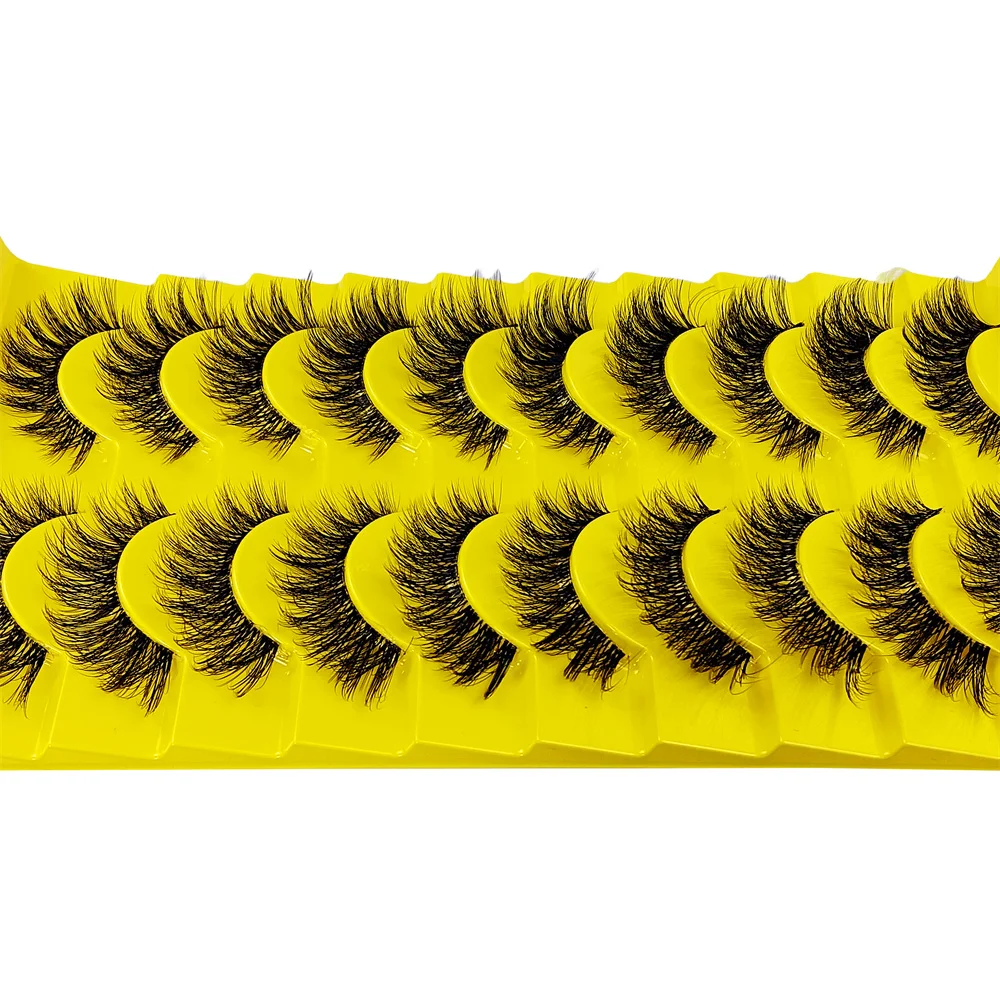 10 paia di ciglia Clear Band Ciglia naturali sottili e soffici Aspetto naturale Ciglia a strisce russe Effetto 3D Ciglia Cat Eye che sembrano L
