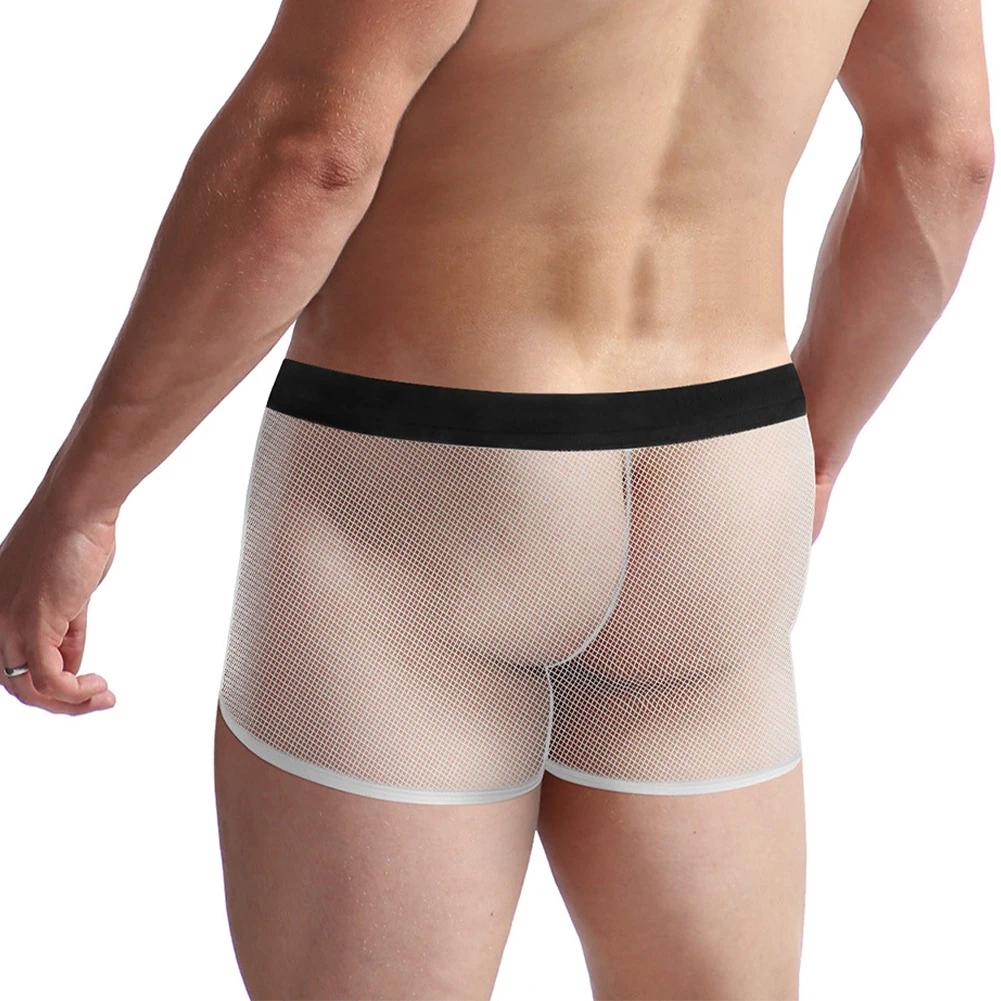 Male Pouch Boxer Bikini Underwear with Sexy Mesh See through Attribute Soft and Breathable for Everyday Comfort