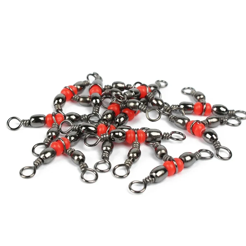 30 stücke 3 Weg Angeln Stecker Wirbel Snap Ring Mit Perlen Kreuz Linie Barrel Wirbel für Angelhaken Locken Linie angeln Zubehör – Detail 1