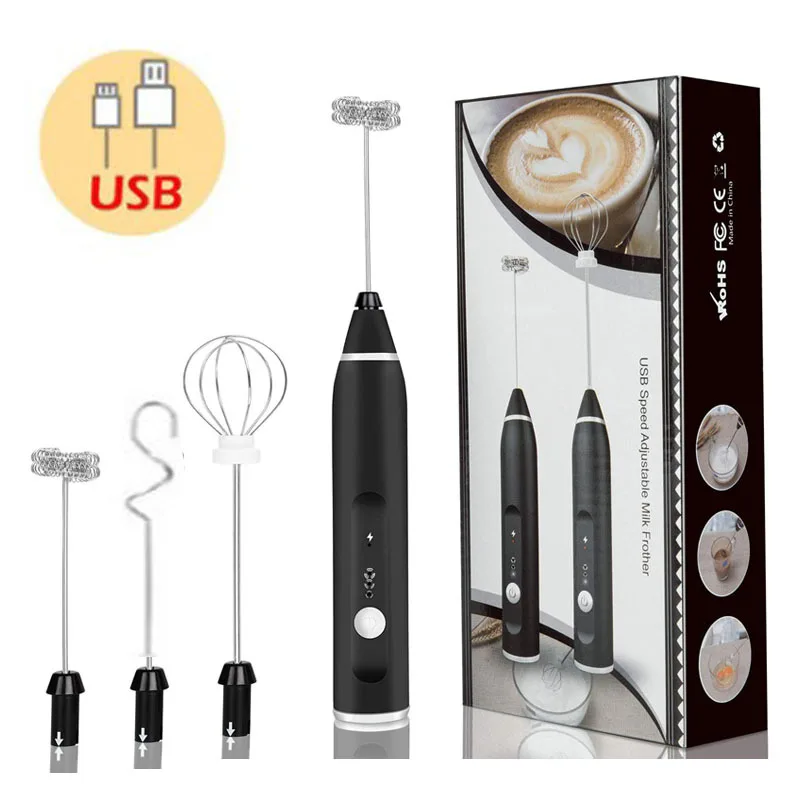 

Handheld Electric Milk Frother Egg Beater Automatic High Speed USB Rechargeable