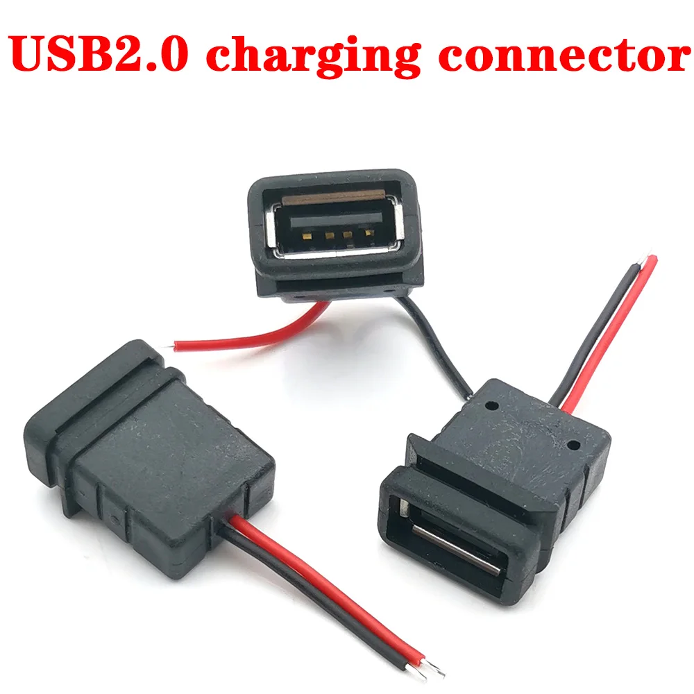 1/2/5/8 USB Connectors 2.0 Female Power Jack USB2.0 Charging Port Connector with Cable Terminals USB Socket Charger Receptacle