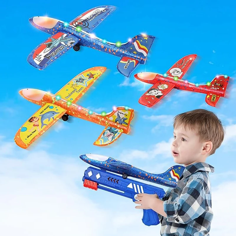 3 Pack LED Light Airplane Launcher Toy Set, 17.5