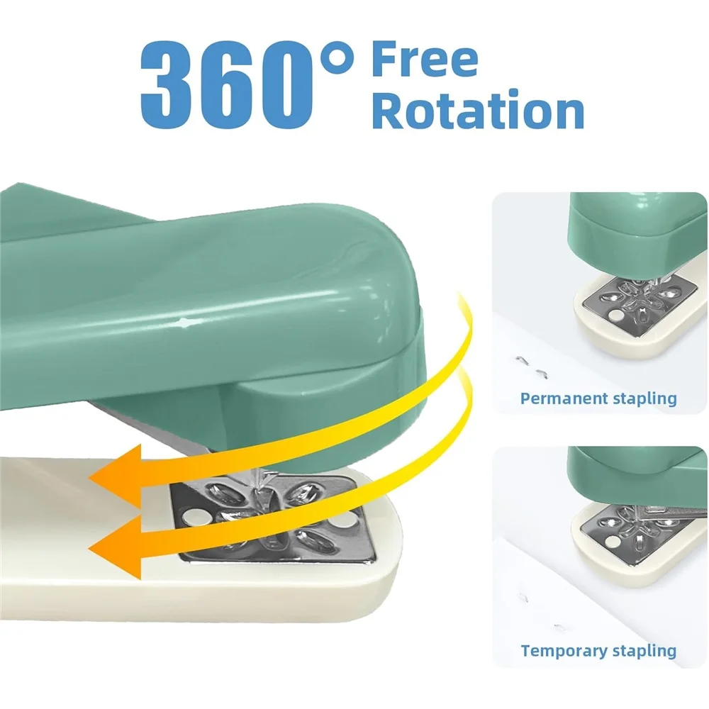 1 Set Rotary Desktop Stapler 20 Sheets Capacity 360 Degree Rotation for Booklet Or Book Binding Office School Supply Tool