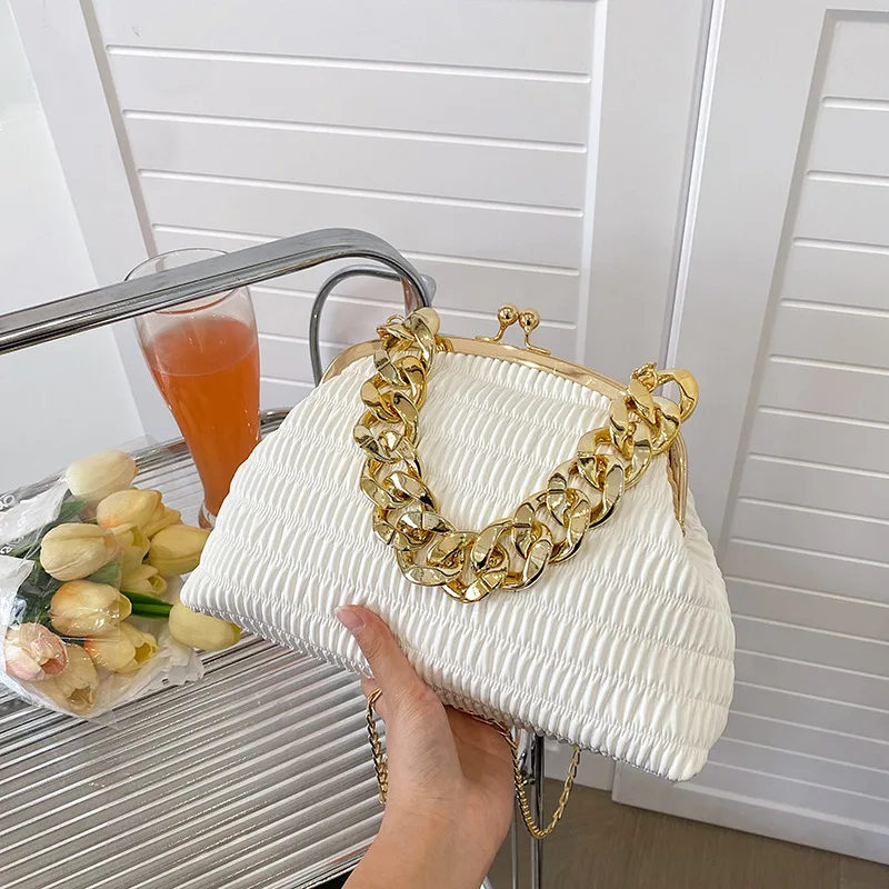 

Classic style, simple pleated shell bag, fashionable crossbody banquet gift bag, retro design