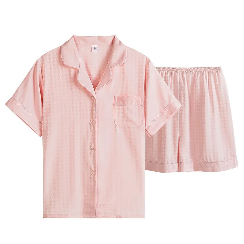 Short Sleeve Shirt Shorts Leopard Print Casual Pajamas Set Sleepwear Home Clothing Lapel Nightwear Ics Silk Homewear Sleep Suit image 6