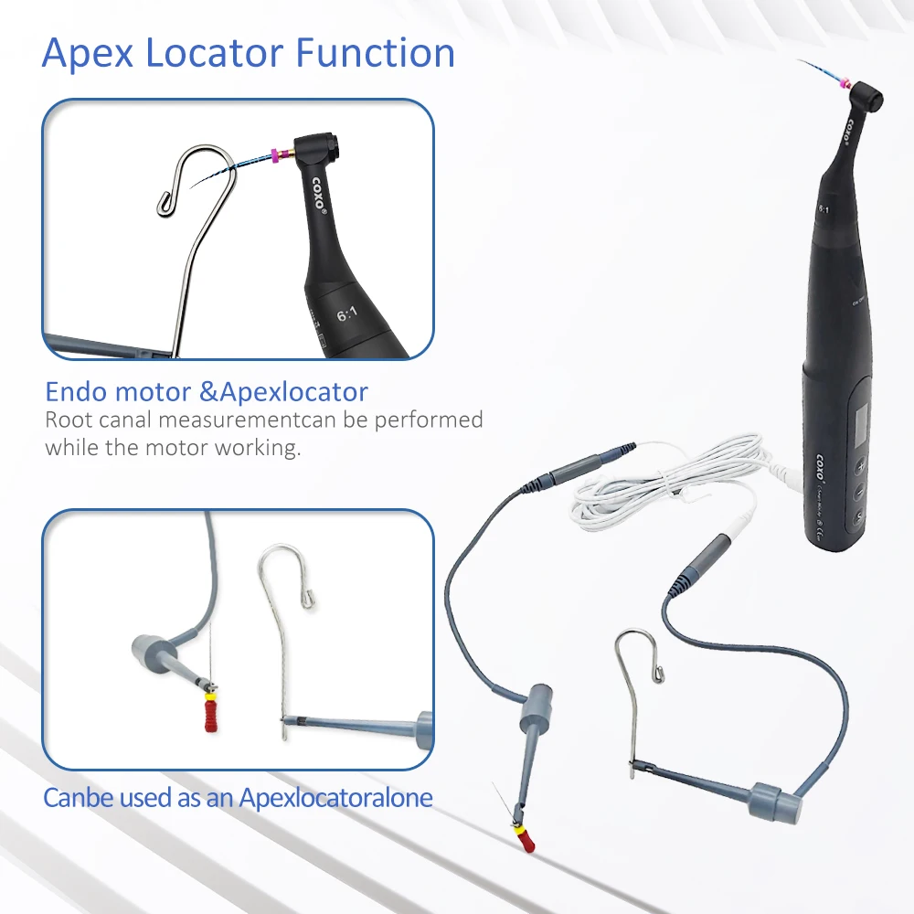 Brushless Endo Motor Endodontic Treatment Contactless Charging Apex Locator 4 Working Modes 6:1Mini Head for COXO