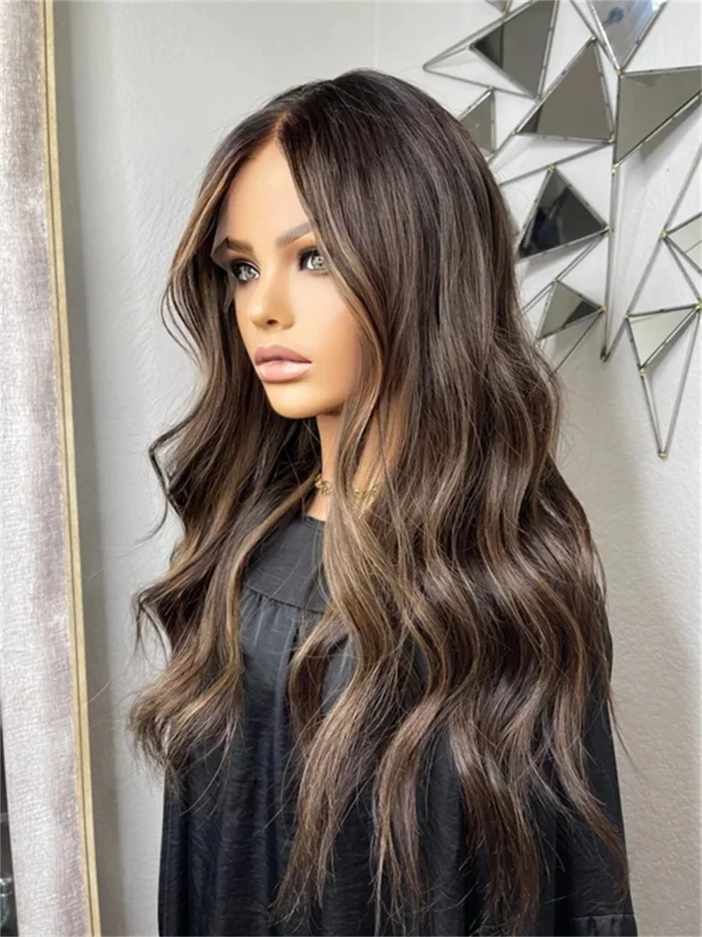 

Длинный светлый парик с эффектом хайлайт, 5x5, на шелковой основе, из еврейских человеческих волос, с естественной волной, без клея, с детской прядью, HD-кружево, европейские волосы, предварительно проработанный, с эффектом натуральной линии роста волос